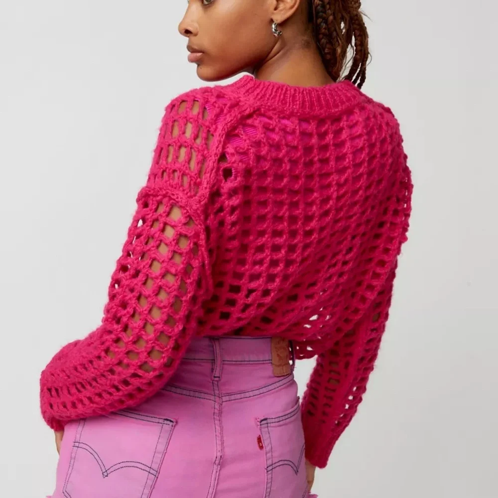 Urban‎ Outfitters Fuchsia Open-Knit Sweater